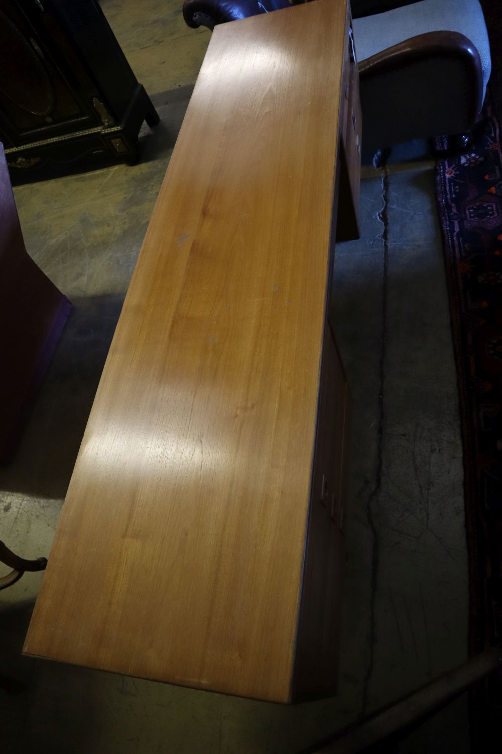 An Alfred Cox teak sideboard, Danish design, width 183cm, depth 43cm, height 72cm